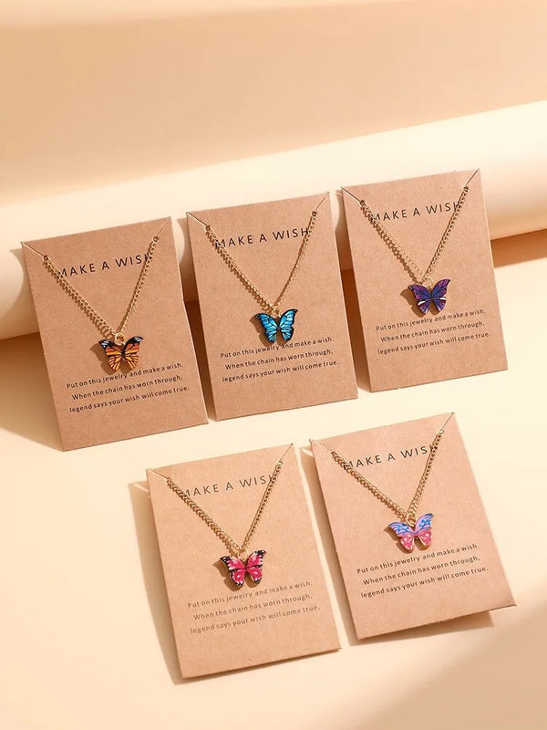 Enacolor Korean Ins Butterfly Necklace Pendant Beauty Girls Colors