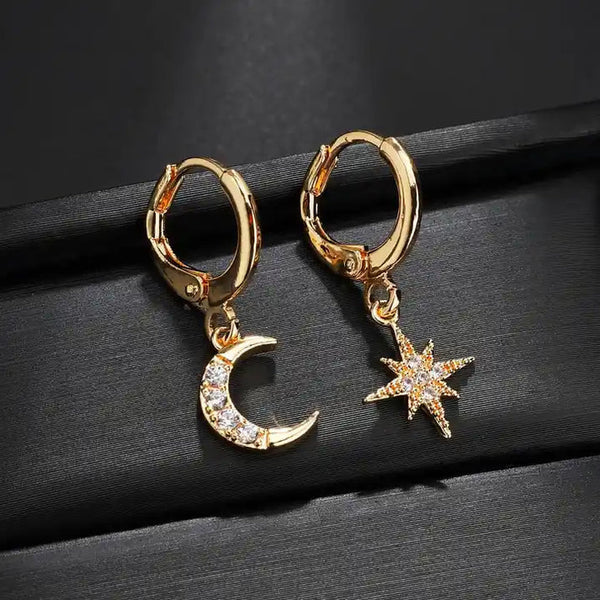Gold Moon & Star - Earring