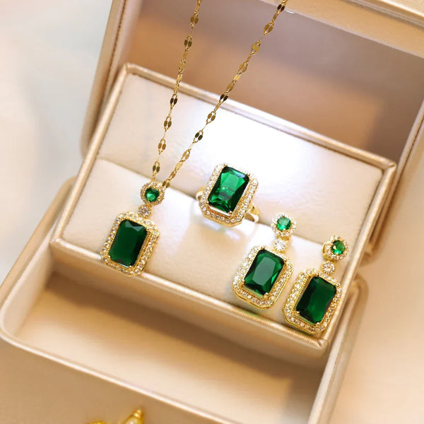 Green Gem Gold - Jewelry Set