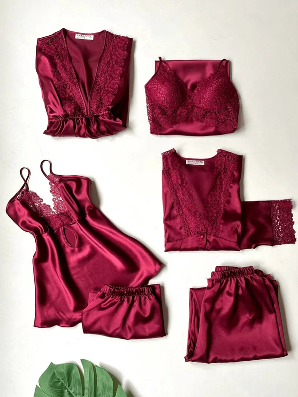 Luxury 6-Piece Satin Nightwear Set For Women